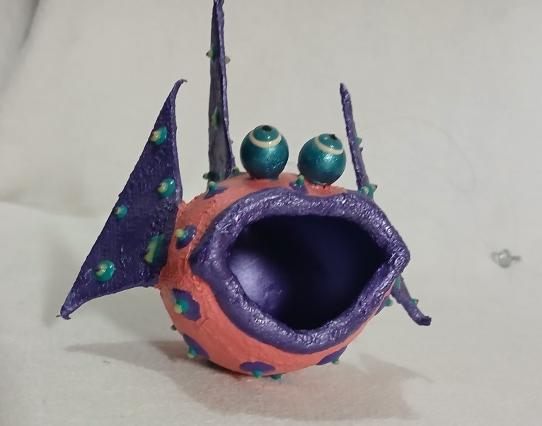 Hand Crafted Pout Pout Fish Ornament Colorful Whimsical Decor Art Craft 4.5" gallery