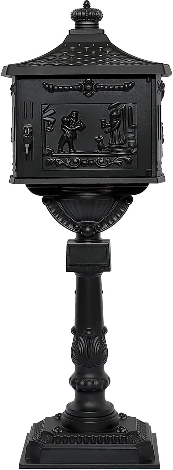 Mailbox Cast Aluminum Black Mail Box Postal Box Security Heavy Duty.. gallery