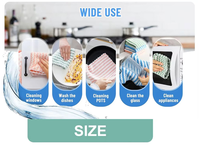 Microfiber Cleaning Cloth Absorbent Kitchen Washing Dish Rags Household Wipe gallery