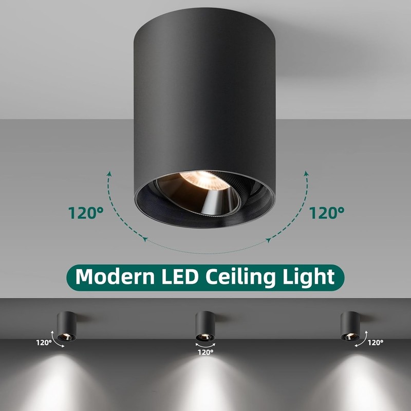 Modern LED Ceiling Light 3-Pack Black Dimmable 20W 1300LM 3000K–6000K Flush Moun gallery