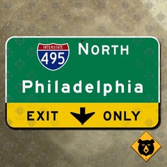 Delaware Turnpike Interstate 95 495 Philadelphia highway road exit sign 15×9