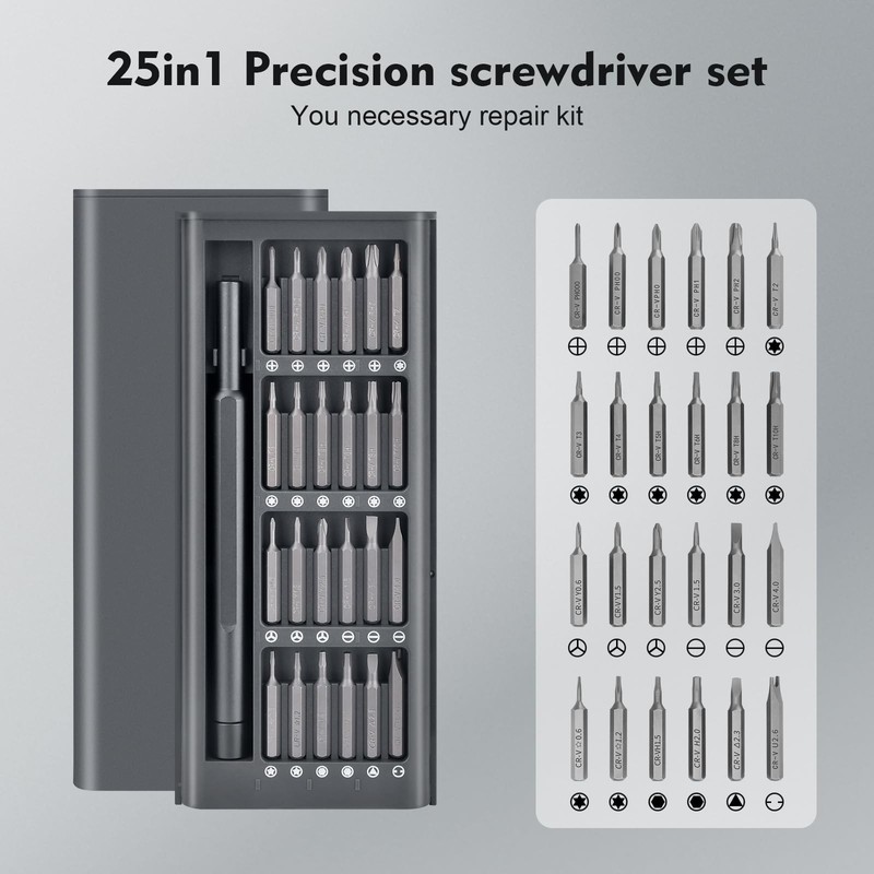 25-in-1 Mini Precision Screwdriver Set: Fathers day gift Stocking Black gallery