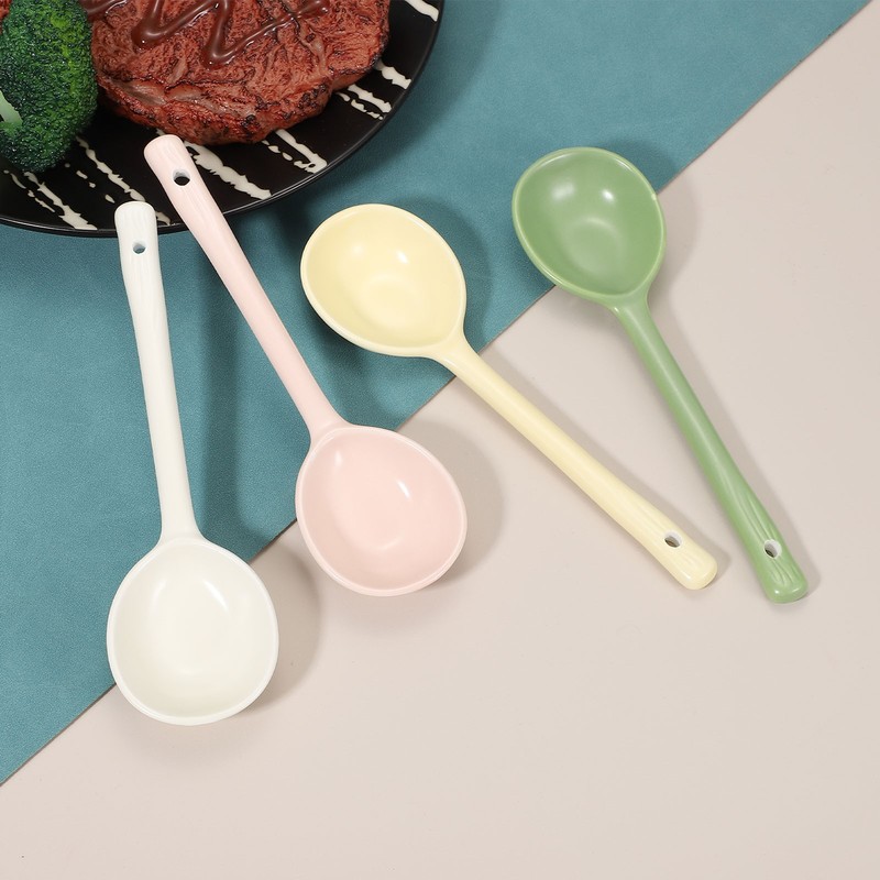 1 Set Ceramic Soup Spoons Dinner Serving Spoon Yellow/Green/White/Pink gallery