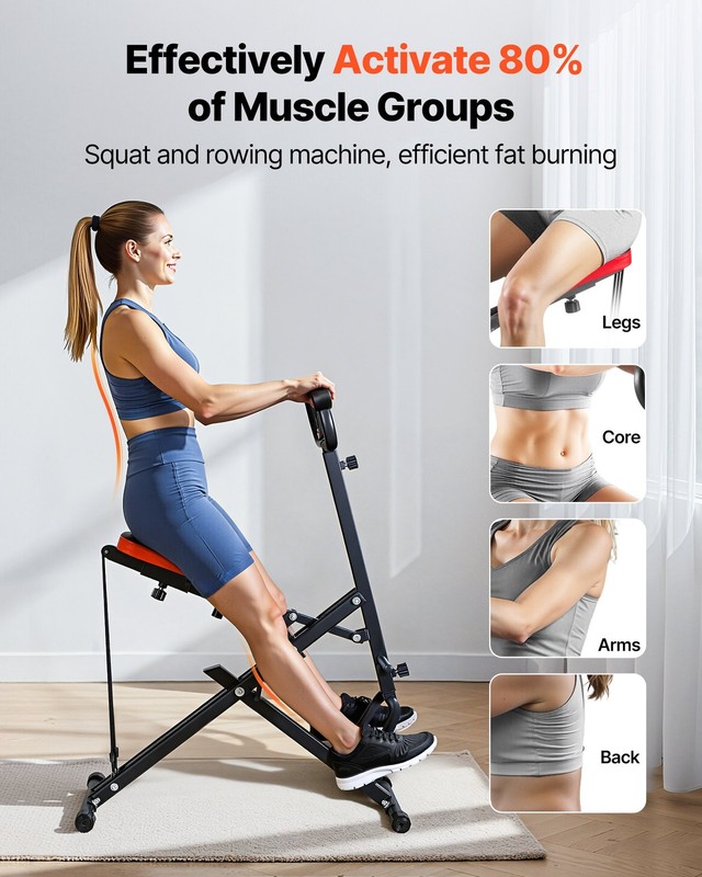 Squat Machine, Deep Squat Rowing Machine for Home, Easy Setup & Foldable Exercis gallery
