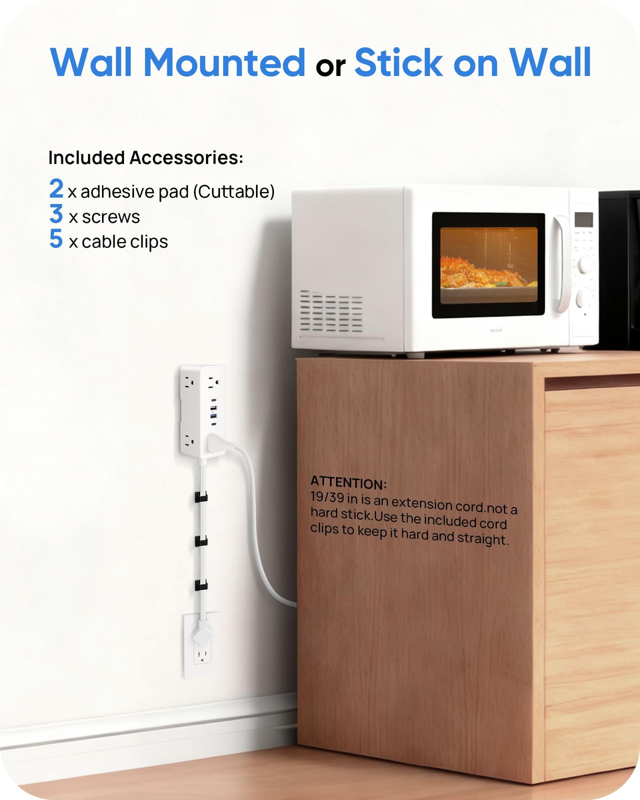 Electrical Outlet Extender Stick, Features 4 USB & 6 Outlets, 39in Flexible E... gallery