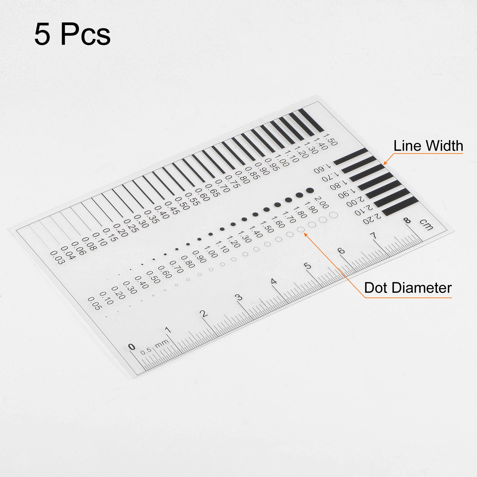 5pcs Transparency SEC Size Estimation Chart 8cm 0.5mm Diameter Line gallery
