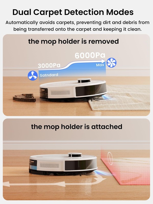 Robot Vacuum and Mop Combo, 8 Weeks Self-Emptying with Dual Dustbin Options, ... gallery