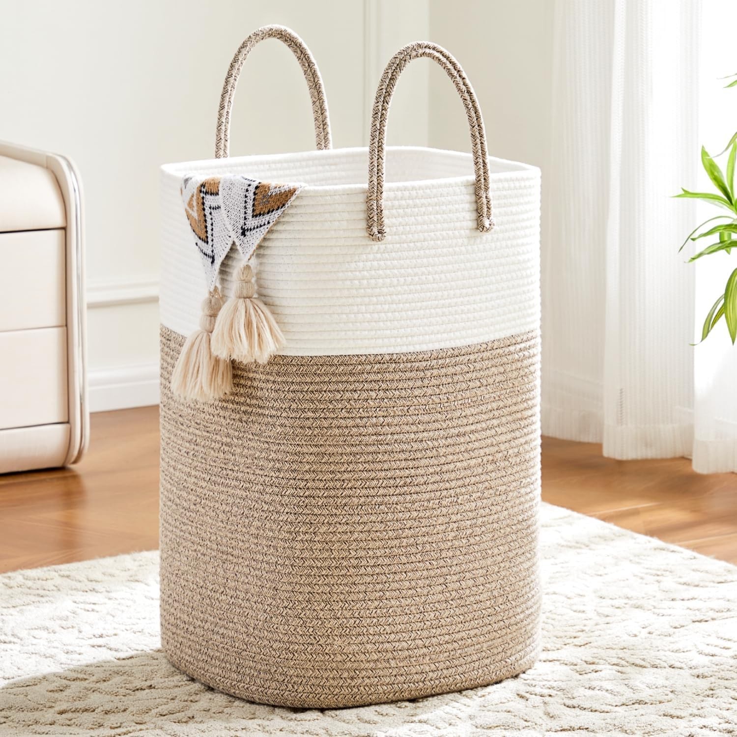 Laundry Basket,Woven Cotton Rope Laundry Hamper,Versatile Storage for Dirty C... gallery
