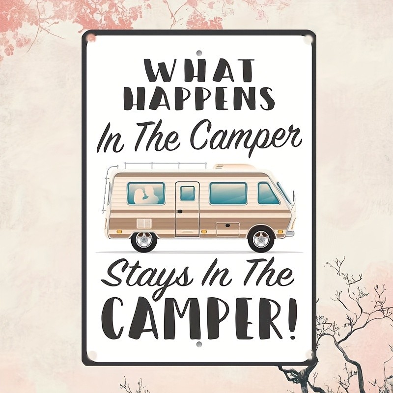 What Happens In Camper Funny RV Graphic Metal Sign RV Camper Interior Door Decor gallery