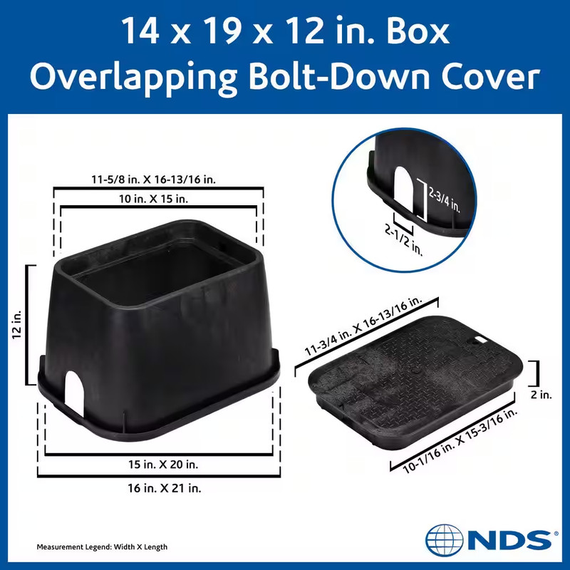 14 In. X 19 In. Rectangular Standard Series Valve Box & Cover, 12 In. Height, Bl gallery