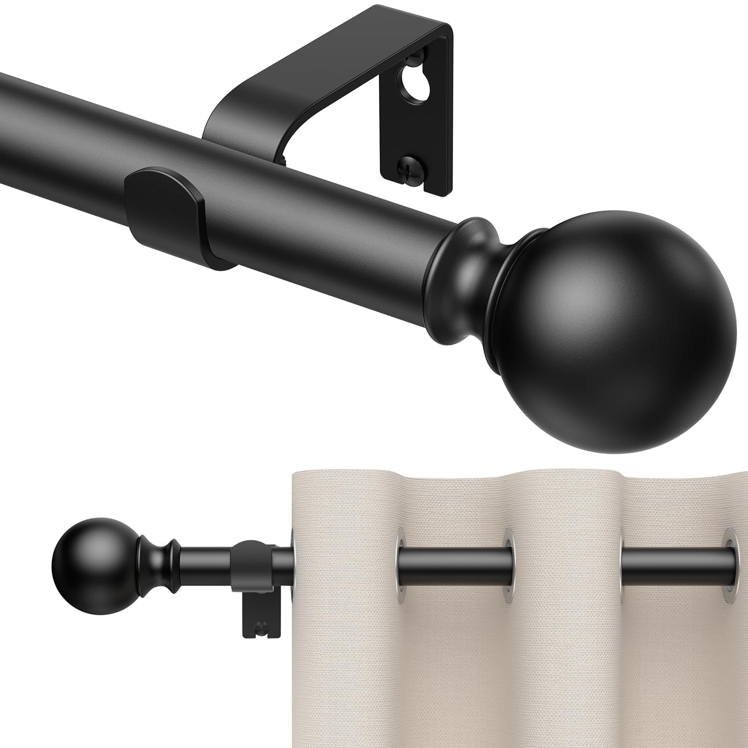 Curtain Rods Fits 170 Inch Window Adjustable 7/8 Inch Diameter Black 14 Ft gallery