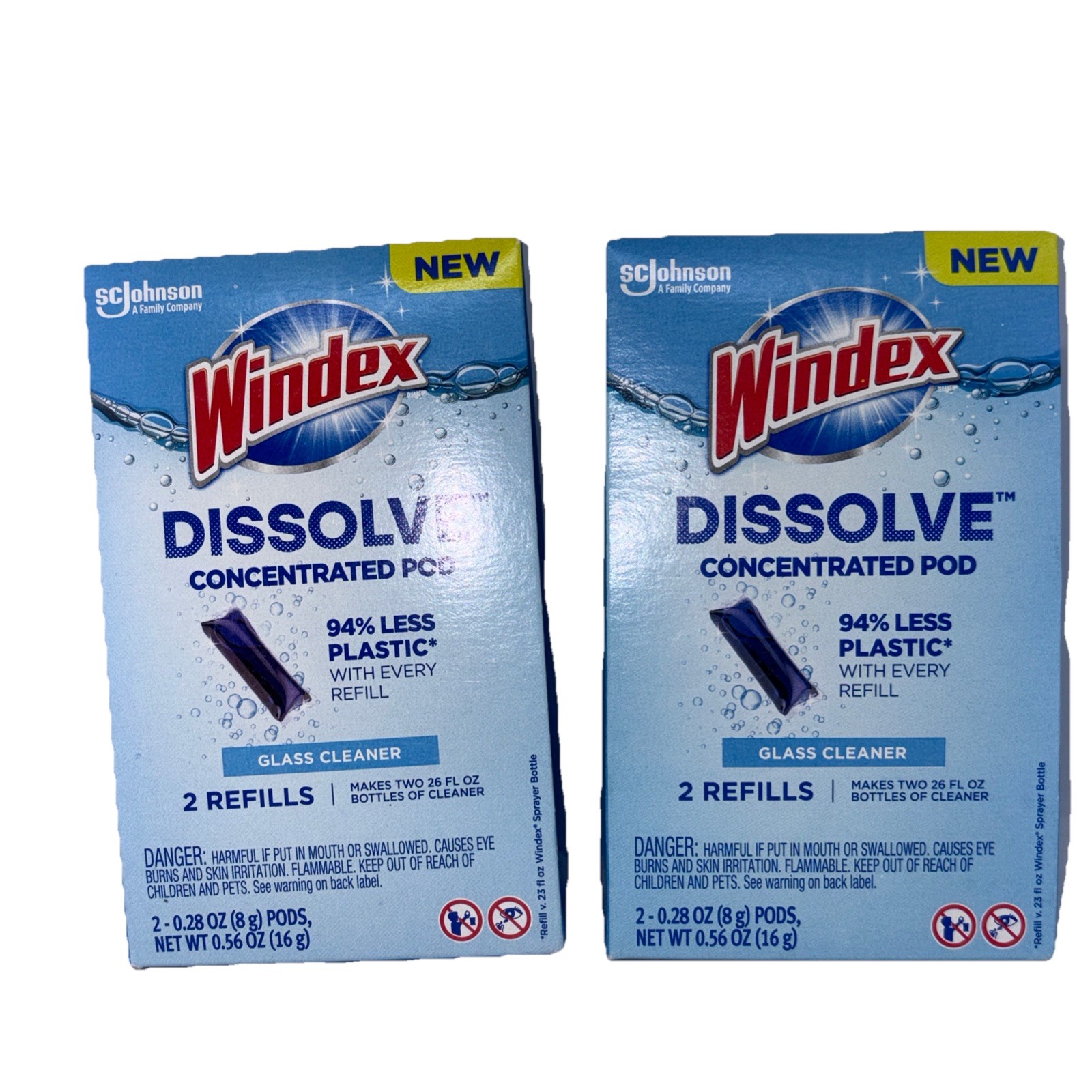 (2) Windex Dissolve Concentrated Pods Original Scent Glass Cleaner 2 Refills Per gallery