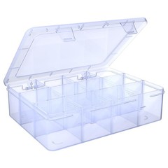 Plastic Organizer Tackle Box, 12 Grids Clear Bead Organizer Compartment Box w…