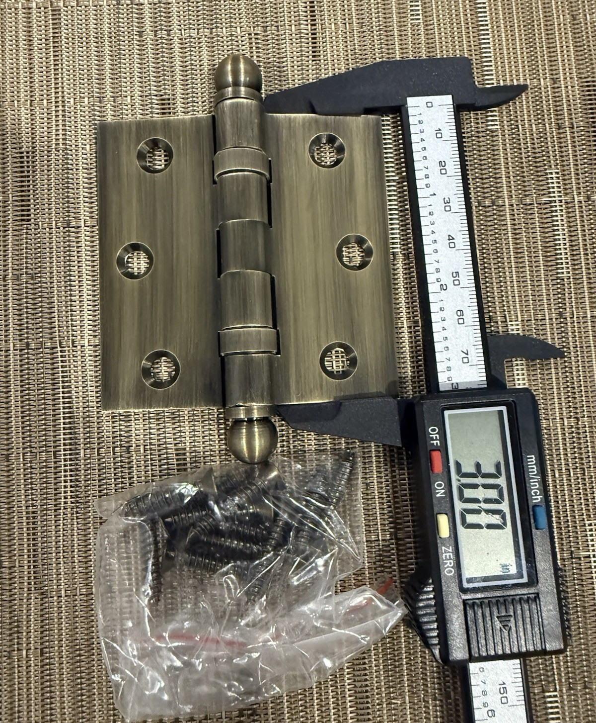 Solid Brass Door Hinge Ball Bearing 3" x 3" with Ball Head (Antique Bronze) x1 gallery