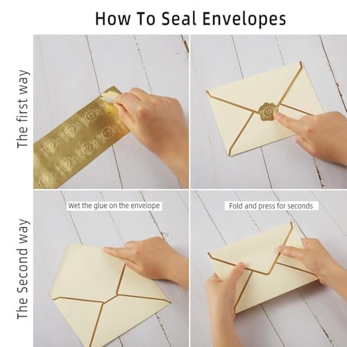50 Pieces A7 Envelopes with Gold Border, 5.24 x 7.21 Inches A7-5x7 Cream Color gallery