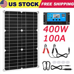 400W 12V Solar Panel Kit 100A Battery Charge Controller For Caravan RV Boat USA