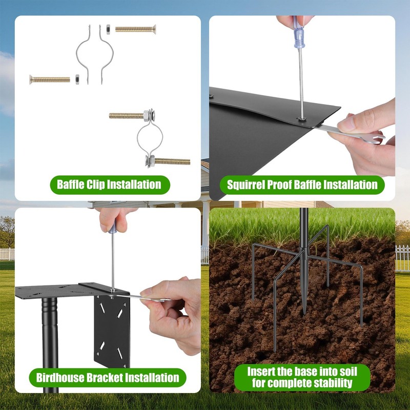 94in Squirrel Proof Bird Feeder Pole Heavy Duty Outdoor Feeding Station gallery
