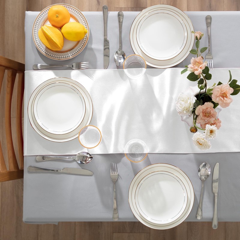 2-Pack 12x108-inch White Rectangular Smooth Satin Silk Table Runner Wedding gallery