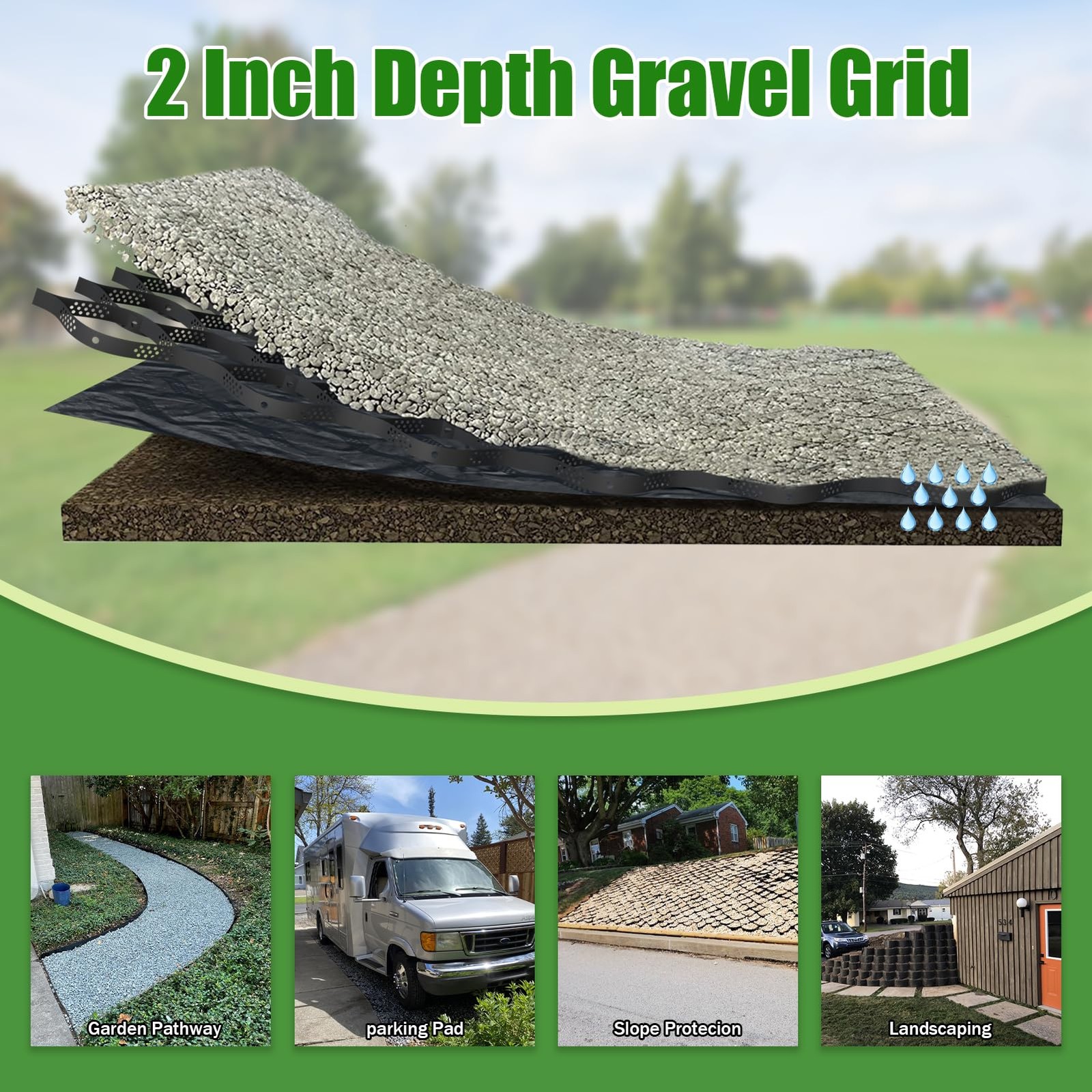 2" Geocell Grid 6.5x16.5ft Driveway Stabilization Gravel Ground Paver gallery