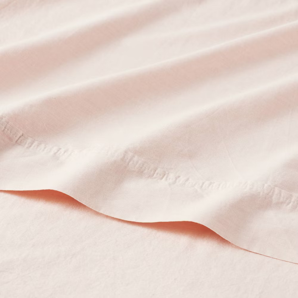 King 250 Thread Count Organic Percale Sheet Set Peach Chambray - Threshold: gallery