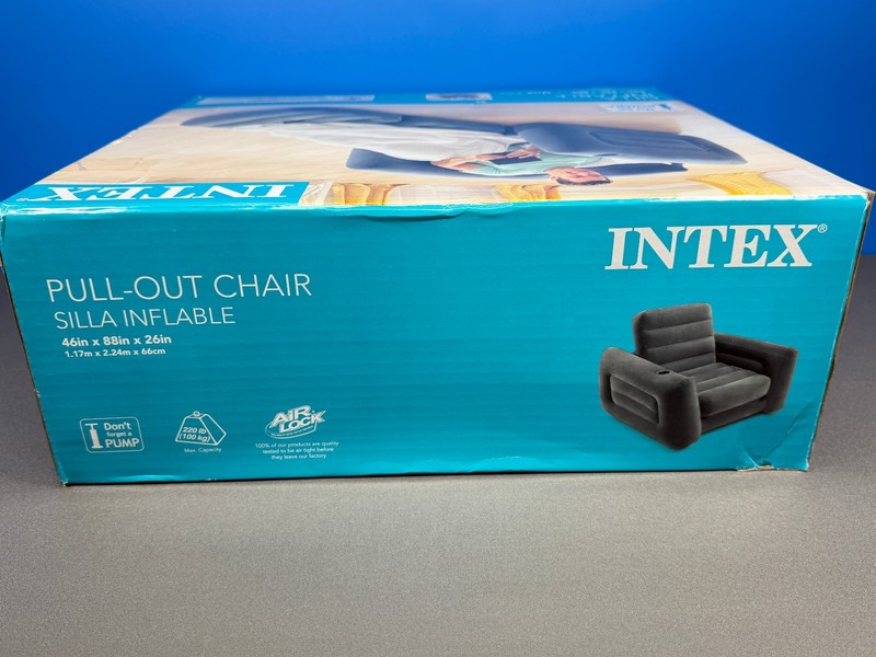 INTEX PULL-OUT PULL OUT BLOW UP INFLATABLE LOUNGE CHAIR BED 46" x 88" x 26" NEW gallery