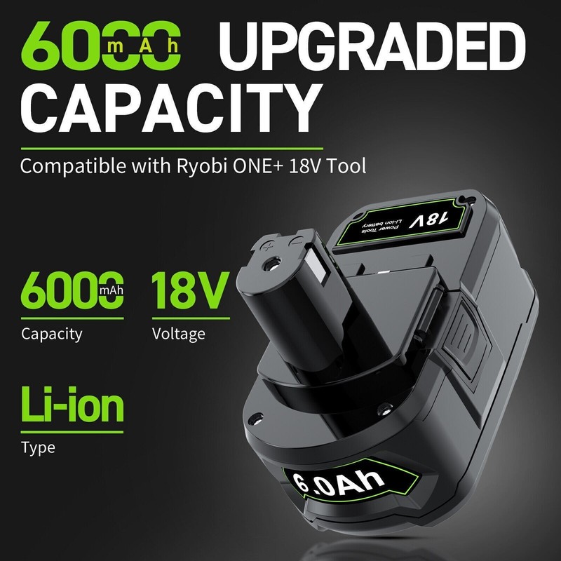 2PACK p108 Battery For RYOBI 18V Battery High Capacity Battery 6.0Ah Lithium gallery