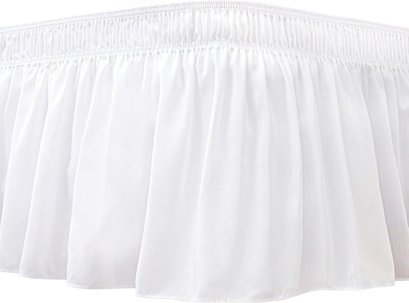 Adjustable Elastic Bed Skirt with Ruffles for Queen Size - Easy Fit Design gallery