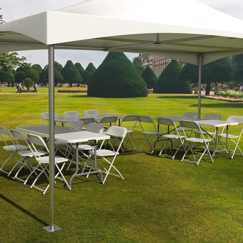 VINGLI 6 FT Plastic Folding Table Set with 6 White Folding Chairs for Picnic, Ev gallery
