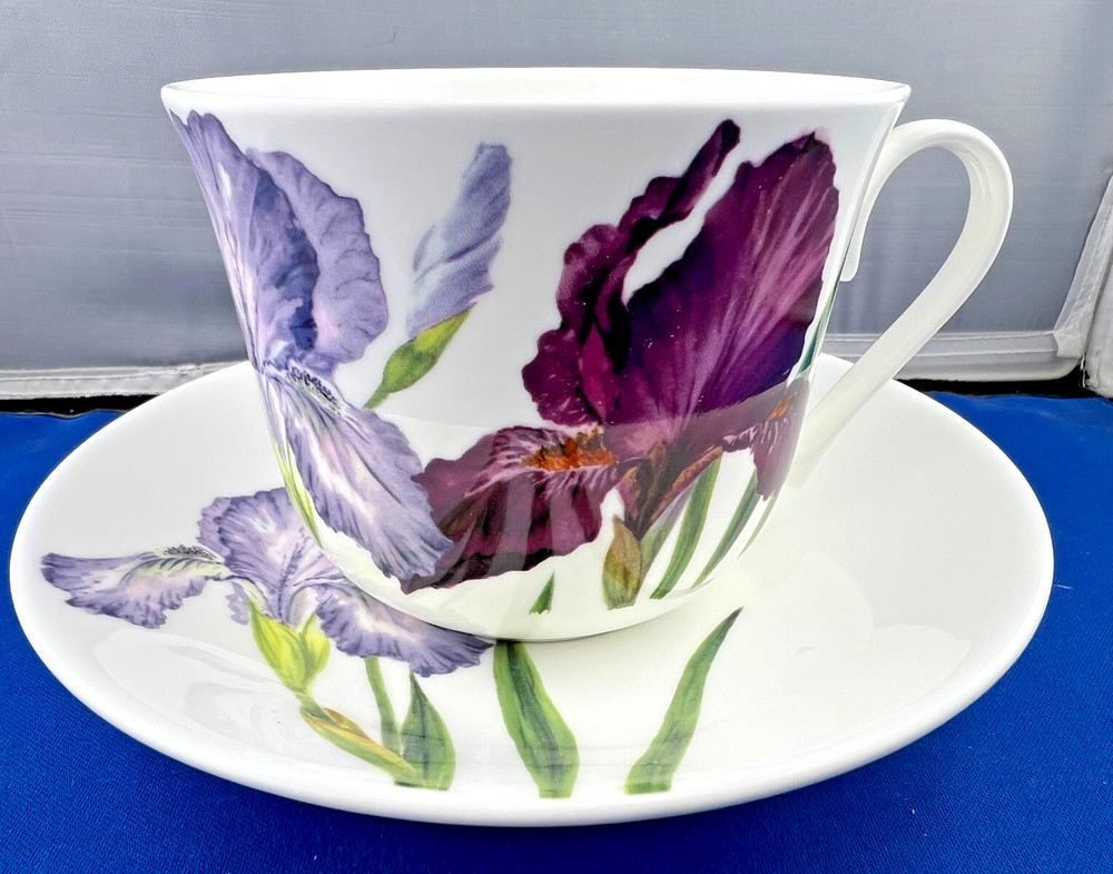IRIS , BONE CHINA BREAKFAST CUP SAUCER, KIRKHAM, MADE ENGLAND NEW