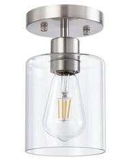 1 Light Semi Flush Mount Ceiling Light, Brushed Nickel Ceiling Light Fixtures…