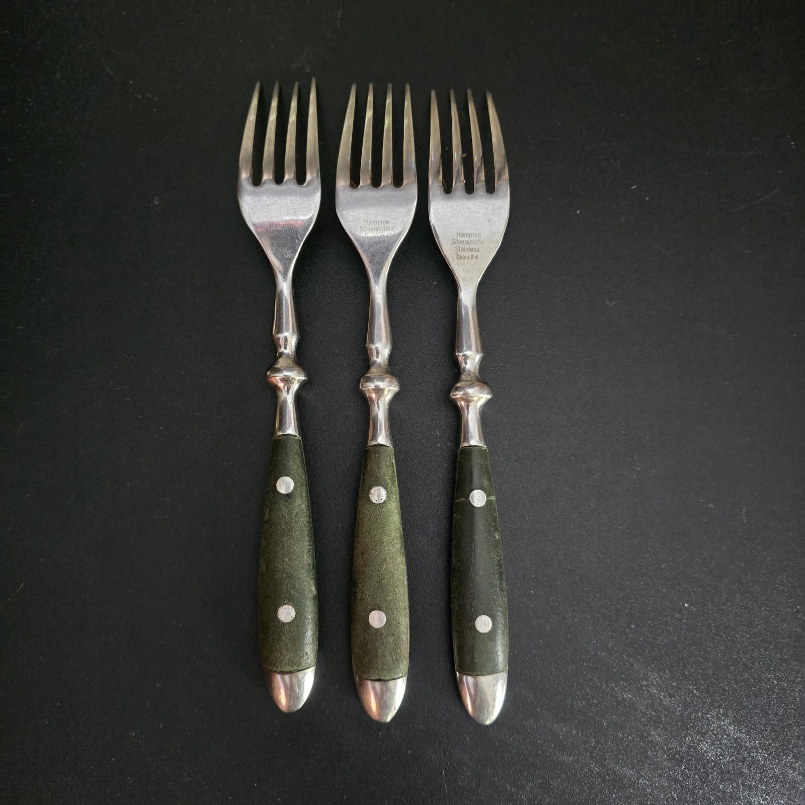 Hampton Silversmiths BISTRO-GREEN 3 Dinner Forks 7 7/8" Stainless Flatware gallery