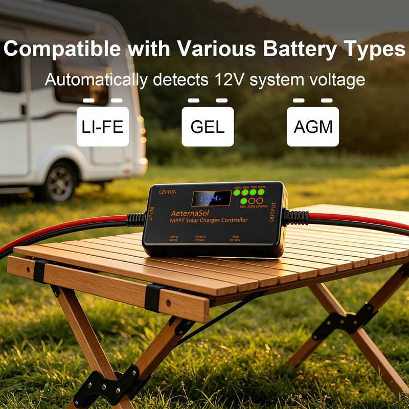 10A MPPT Solar Charge Controller 12V mini Battery PV Regulator LCD for LiFePO4 gallery