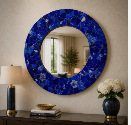 30" marble Wall Hanging Mirror Inlay lapis home living Room, Bathroom decor gallery