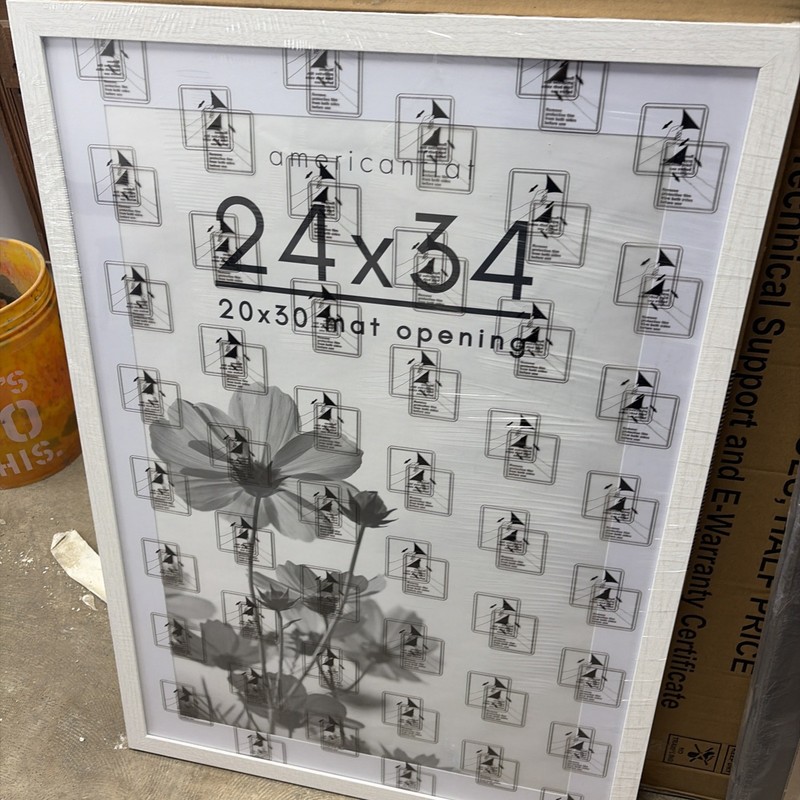 Picture Frame White Engineered Wood Plexiglass Cover Photo Poster Sealed 24x34 gallery