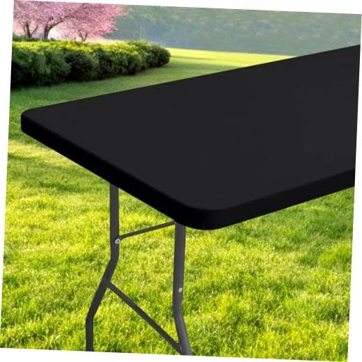 Rectangle Table Cloth, Waterproof Elastic Fitted 72" x 30" (Rectangular) Black gallery
