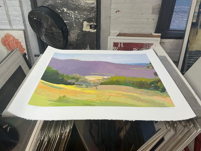 WOLF KAHN Down in the Valley SIGNED 35" x 40" Serigraph 2003 Realism Pastel, Gre gallery
