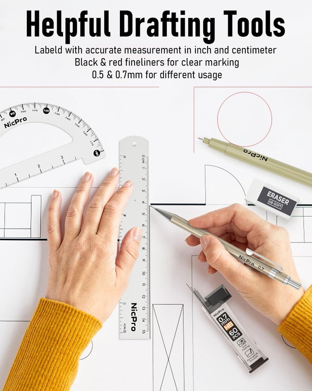 20PCS Professional Geometry Set with Case, Drafting Tools with Protractor and... gallery