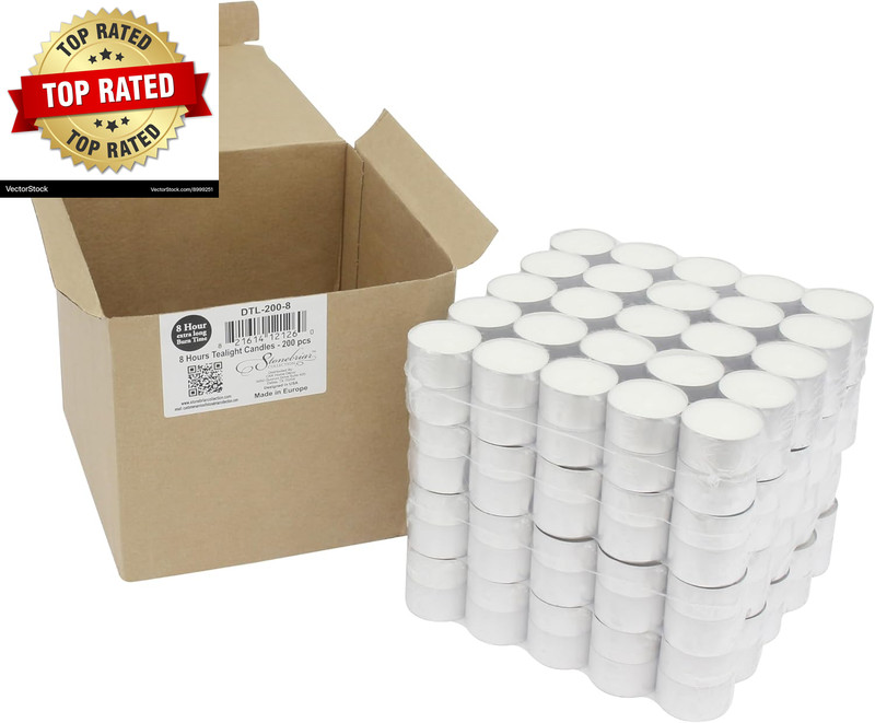 100 Pack Unscented 8 Hour Extended Burn Time Tea Light Candles, White, 100 Count gallery