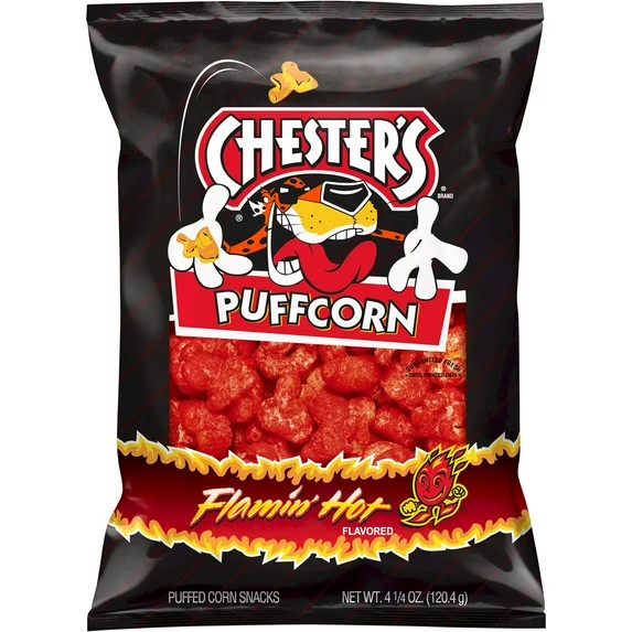 Chester's Puffcorn Flamin' Hot Flavored Puffed Corn Snacks, 4.25 oz Bag gallery