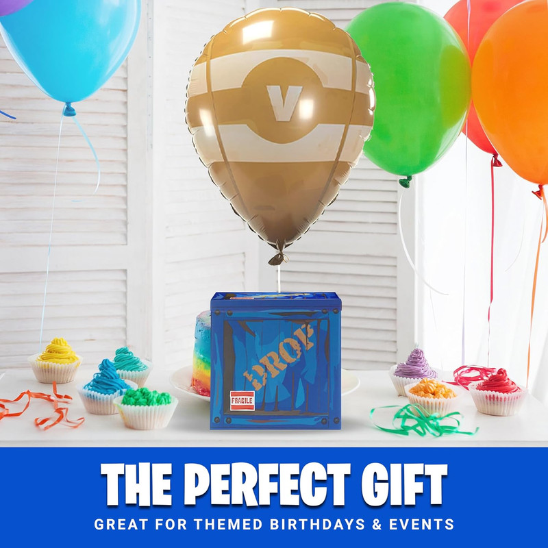 Loot Drop Box with Yellow Balloon – Large 14” Gift Box for Birthday Parties & De gallery