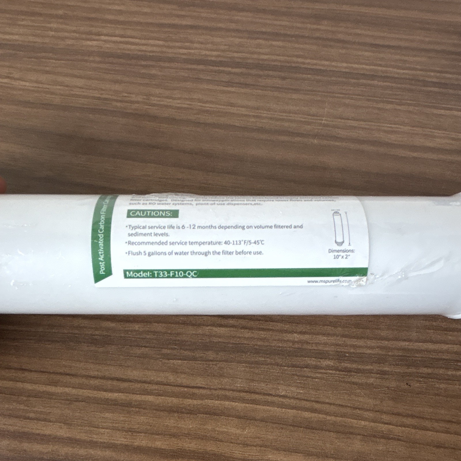 T33-F10-QC Inline Post Activated Carbon Filter Cartridge 10x2 for RO, White gallery
