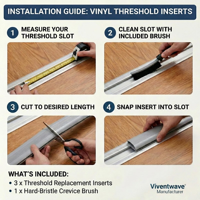2-Pack Gray Vinyl Threshold Insert - 36 Inch Flexible Door Bottom Seal, Weath... gallery