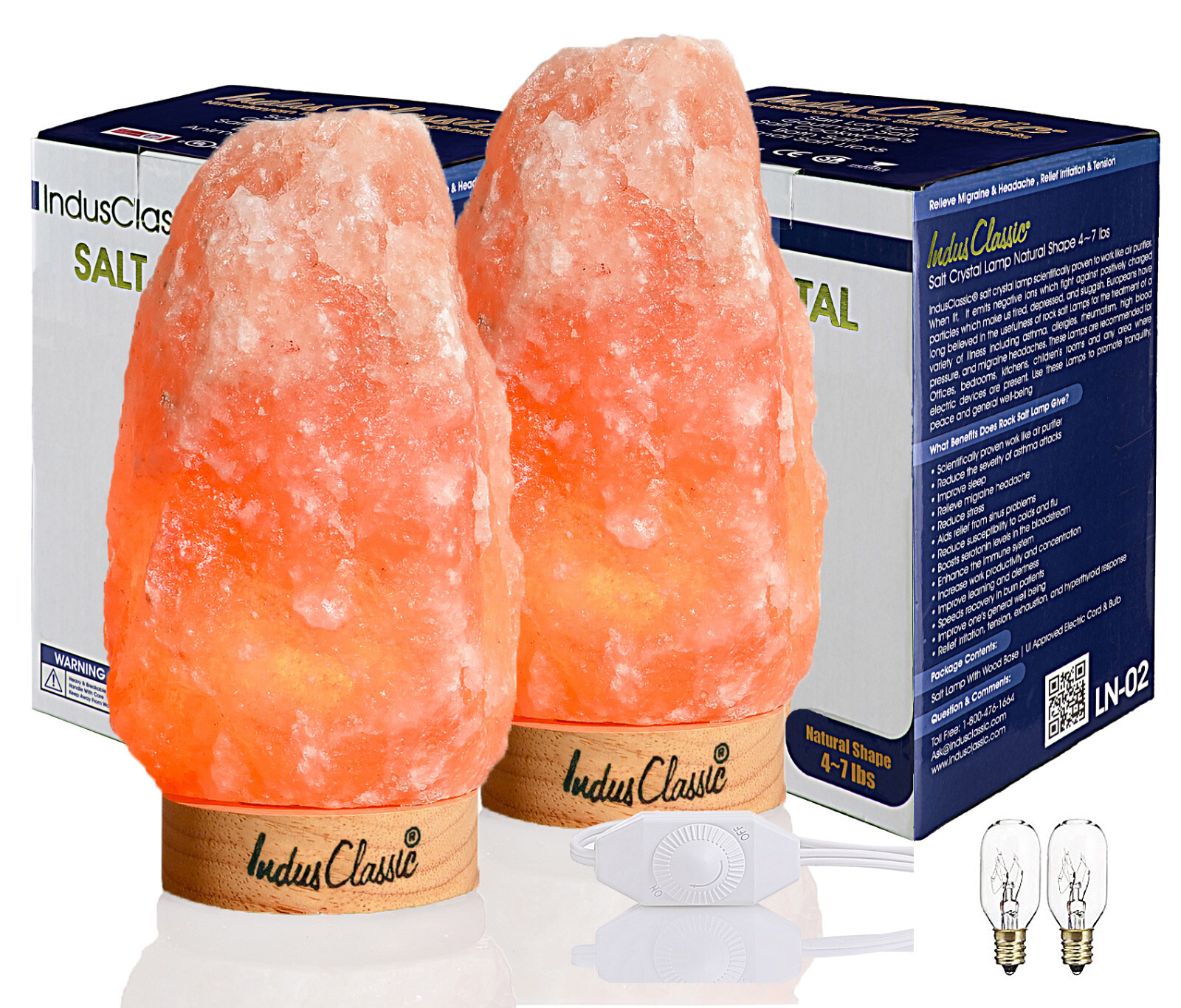 IndusClassic Natural Himalayan Crystal Salt Lamp Air Purifier 4~7 lbs Set Of 2 gallery