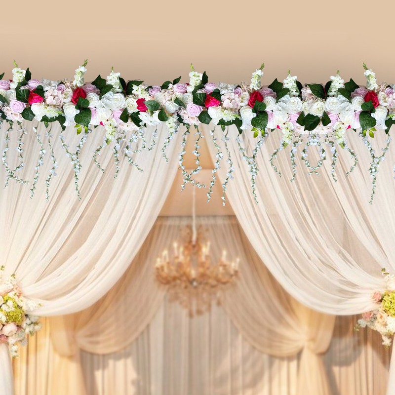 Artificial Silk Flowers Row, 1M Long Artificial Silk 3D Flowers Row Decoration gallery