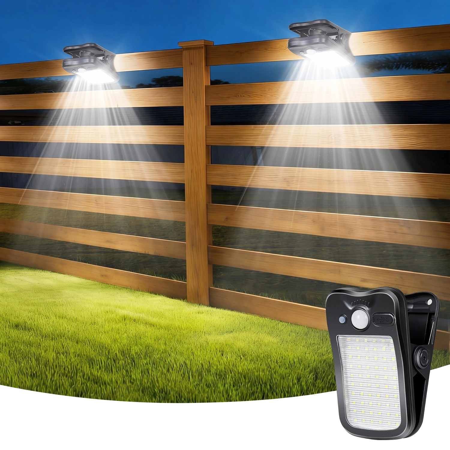 Clip on Solar Lights for Fence, 3 Modes Solar Motion Lights Outdoor Waterproof gallery