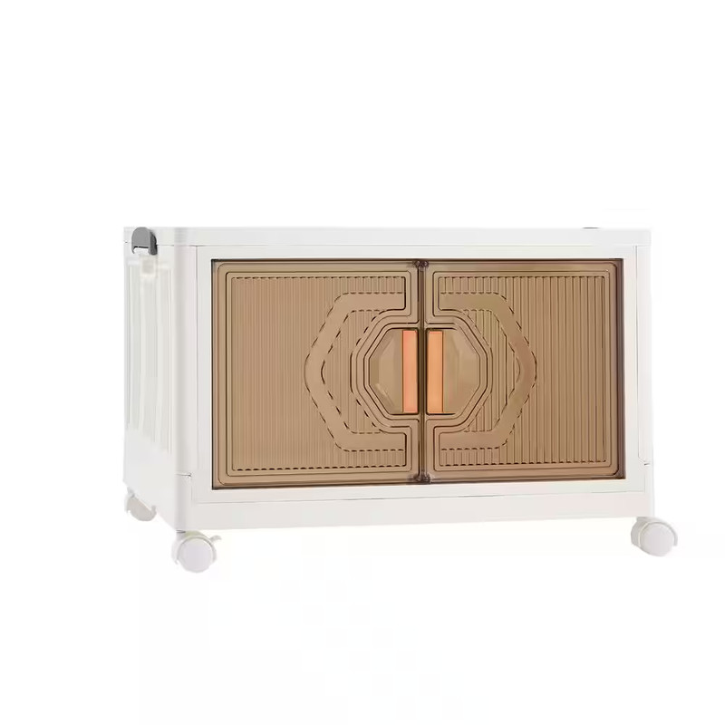 3-Tier Foldable Stackable Accent Storage Cabinet with Wheels, White 16 Gallon Pl gallery