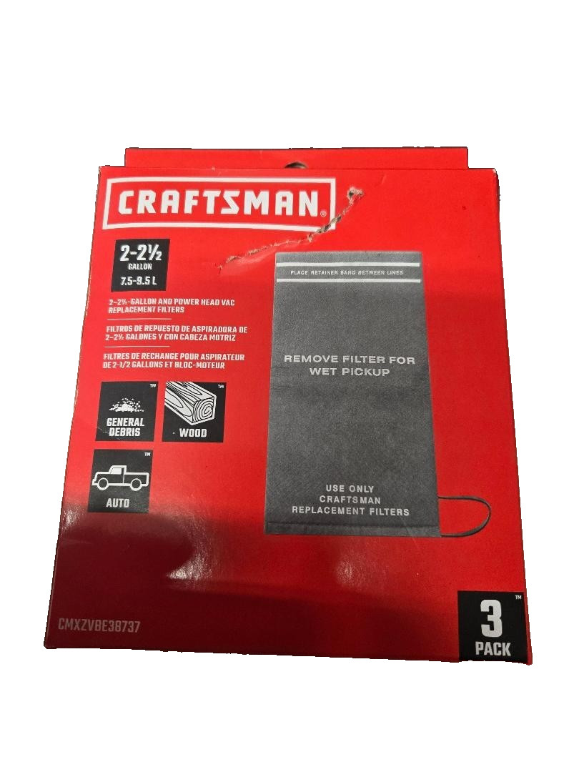3pcs. Craftsman 2-2.5 gallon and power head vac replacement filters CMXZVBE38737 gallery