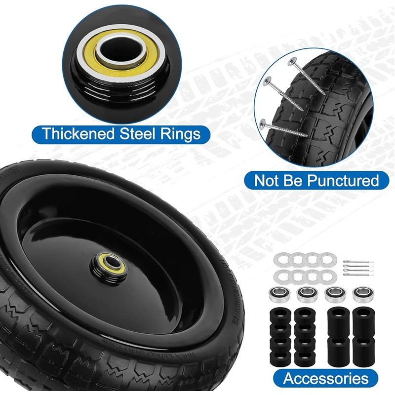 Solid Flat Free Wheelbarrow Tires Heavy Duty Replacement 4.00-6 Universal Fit US gallery