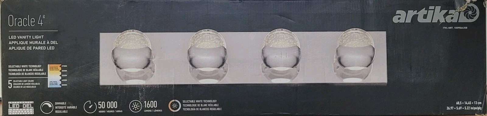 Artika Oracle 4 - 27" 4-Light Chrome LED Vanity Light 5 CCT - Dimmable NEW gallery