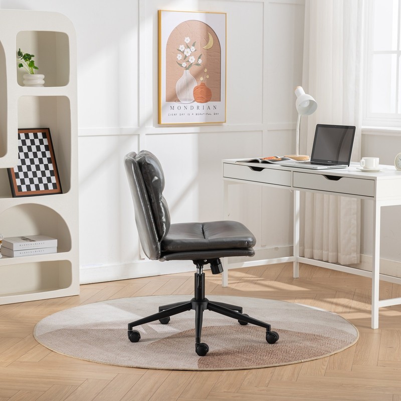 Adjustable Swivel Criss-Cross Office Chair with Wide Seat, Gray gallery